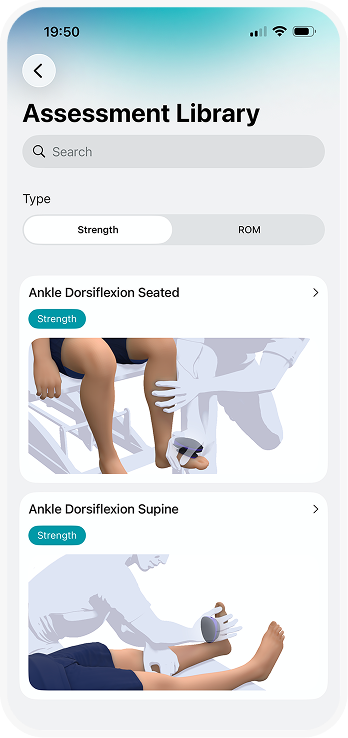 Assessment library mobile app screen