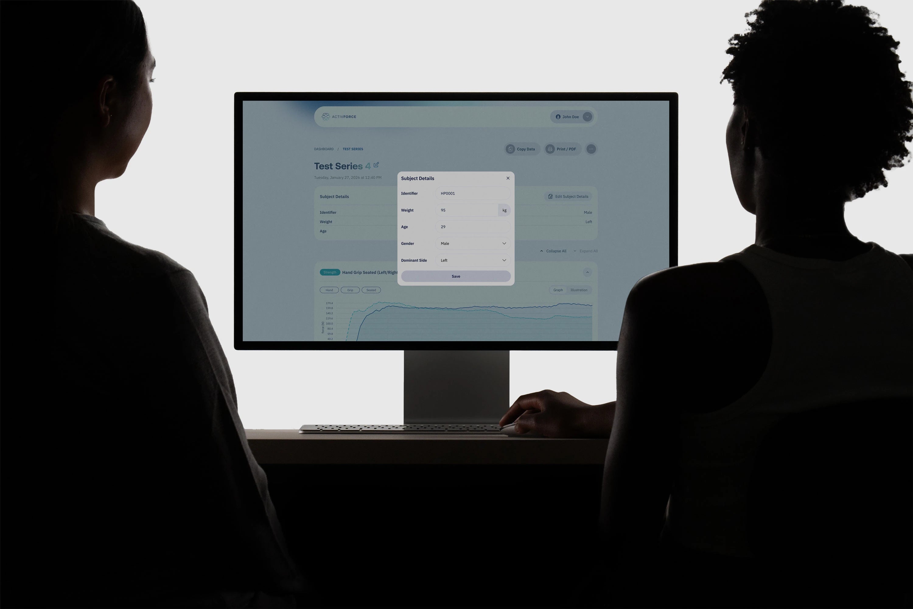 Clinicians reviewing results on the ActivForce dashboard