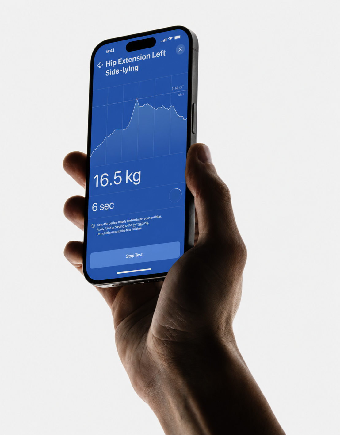 ActivForce app showing a force measurement